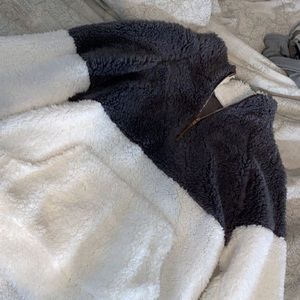 fuzzy half zip jacket